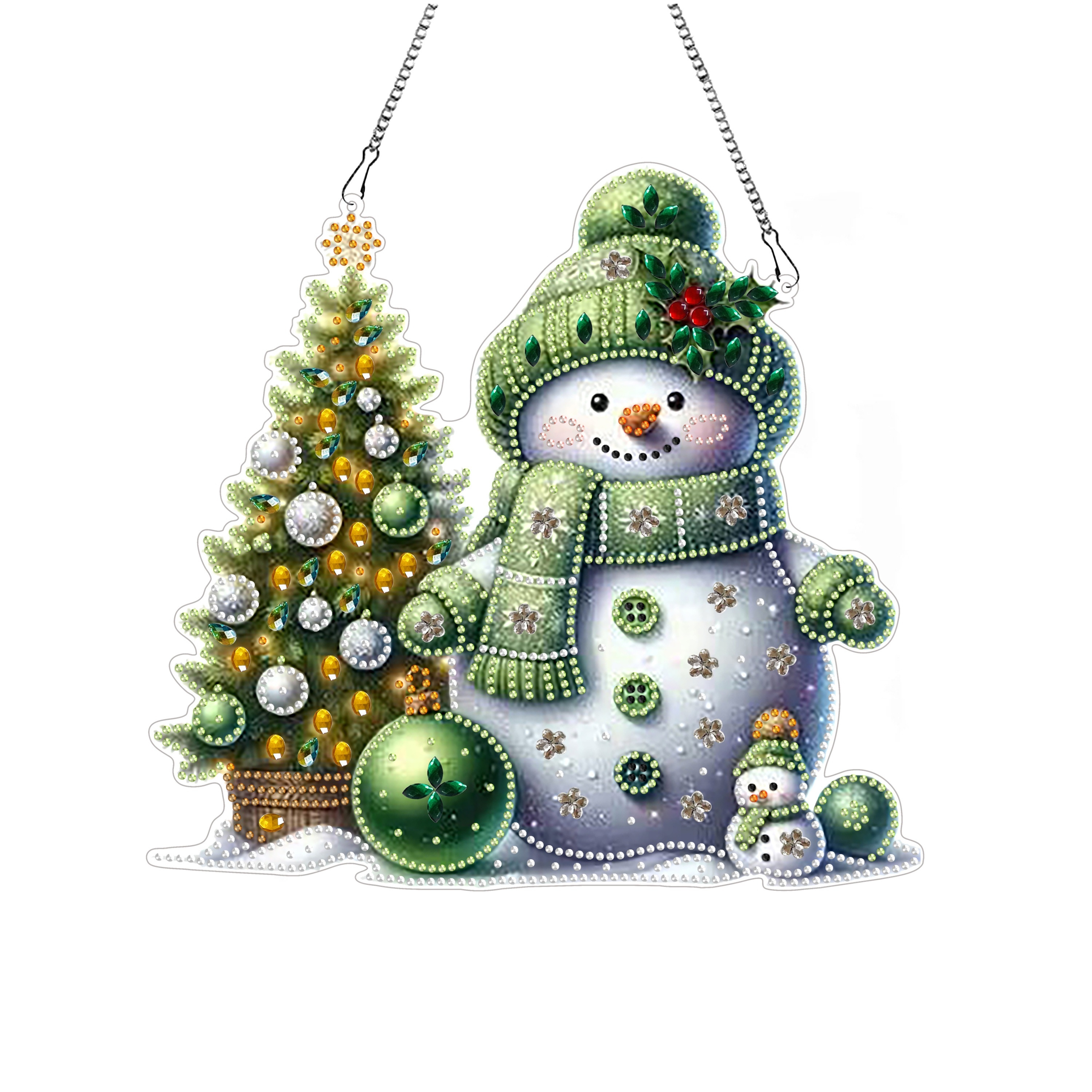 

5d Diy Christmas Snowman Diamond Painting Kit - Irregular Shaped Acrylic Diamond Mosaic Pendant - Creative Handmade Craft Home Decoration - Festive Wall Hanging Ornament With Complete Toolkit
