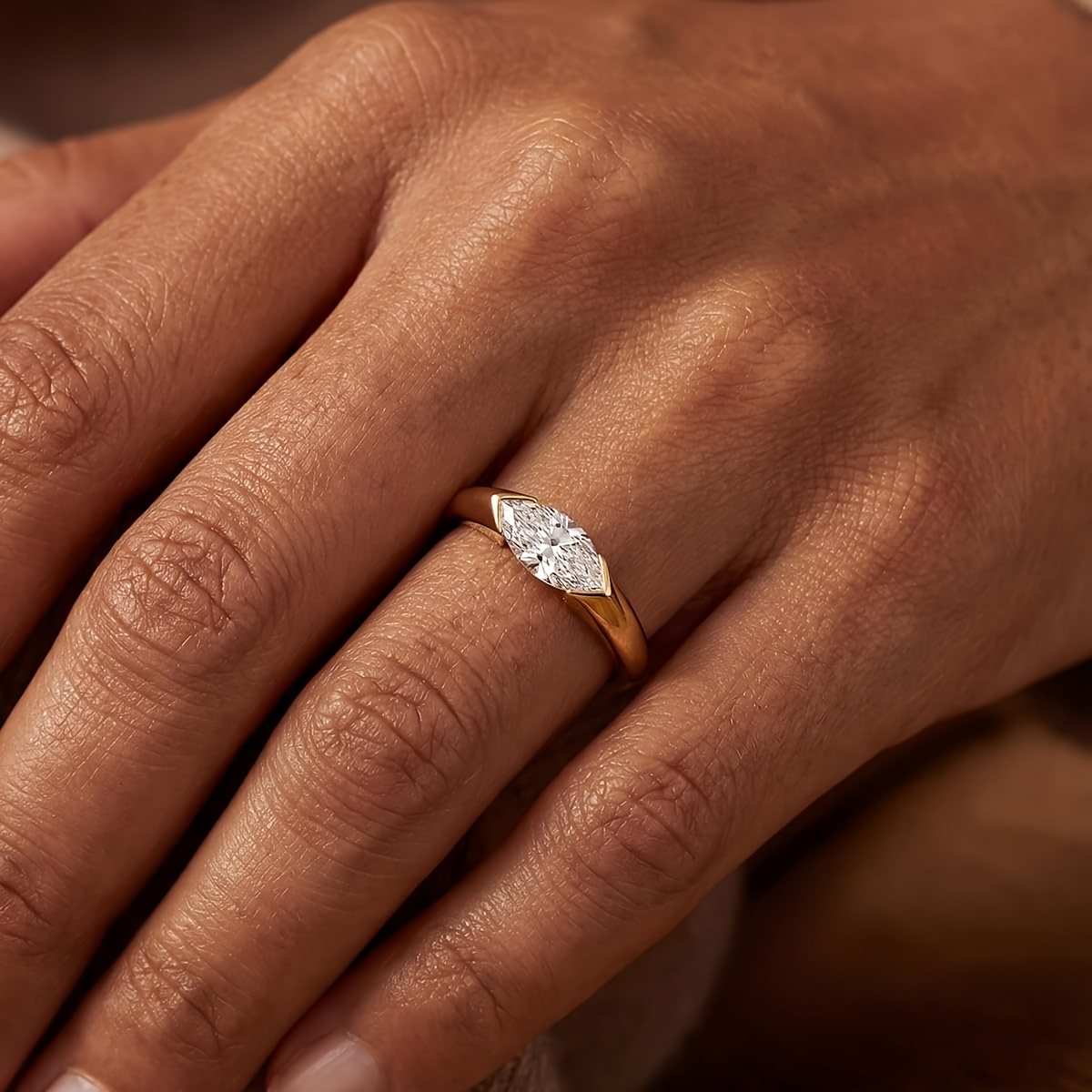 Women's Simple Marquise-Shaped Ring, Elegant Accessory