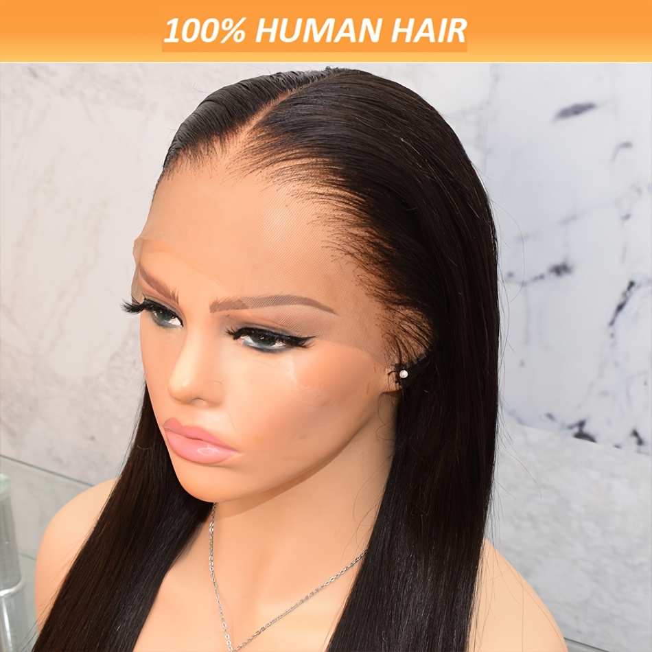 sleek straight 13x4 lace front wigs women brazilian Temu Ireland