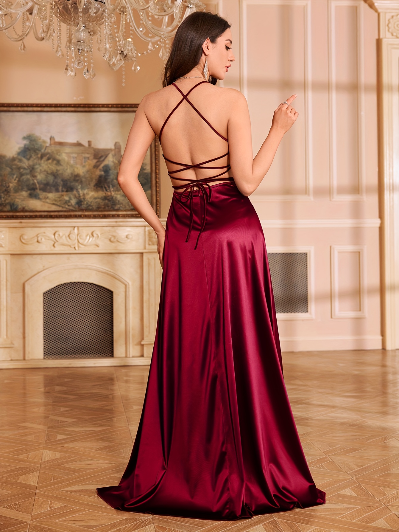 Burgundy Prom Dress Maroon Backless Dress A Line Backless Burgundy