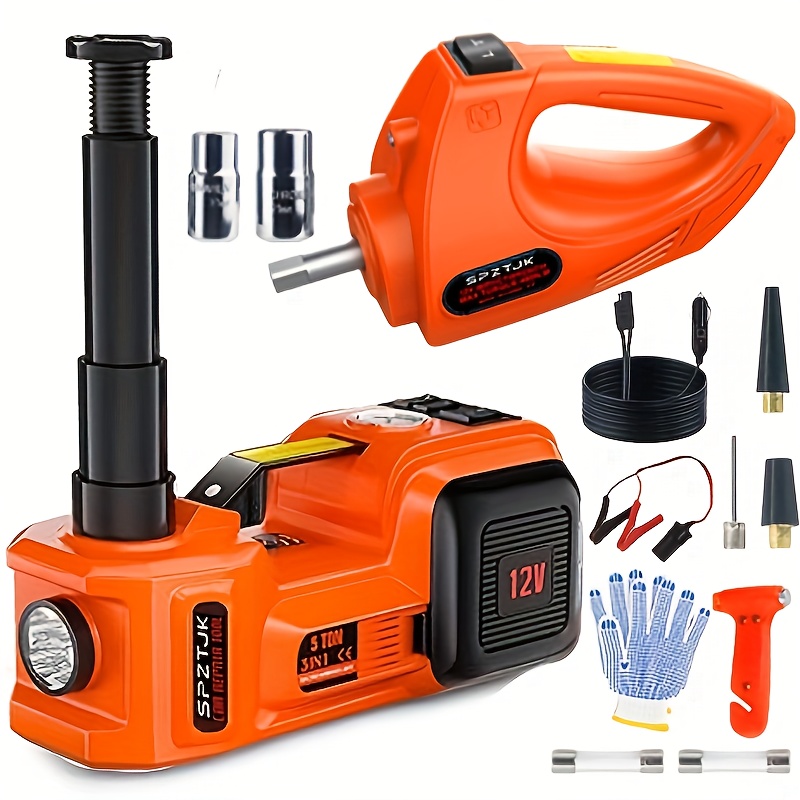 5 Ton Electric Car Jack, Hydraulic Jack and Electric Impact Wrench, Portable Car Lift With Built-in Air Pump, For SUV MPV Car Truck Tire Replacement Garage Maintenance, Emergency Maintenance Car, Halloween Gifts, 20.5in
