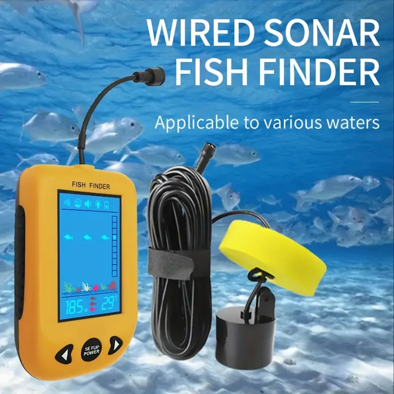 Xf03 Yellow Portable Fish Finder Sonar Fish Finder Sensor Wired