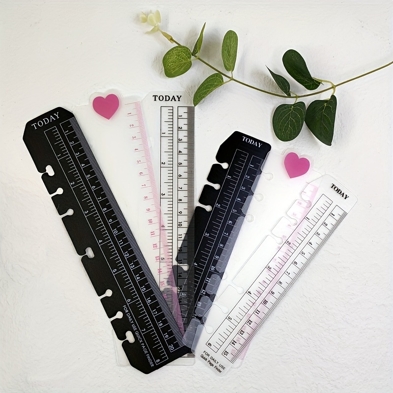 

3 Styles A5/a6 6-hole Notebooks Bookmark Straight Ruler: Cute 6-hole Planner Binder Measuring Ruler - , Space-saving, Pp Material, English Text