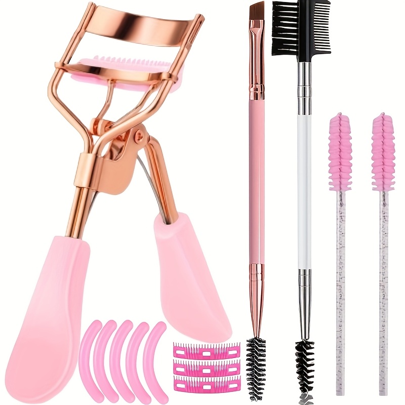 TEMU Eyelash Curler Set, Eyelash Curler, Three-headed Eyebrow Comb, Double-headed Eyebrow Brush, Mascara Brush With Built-in Comb-shaped Eyes,