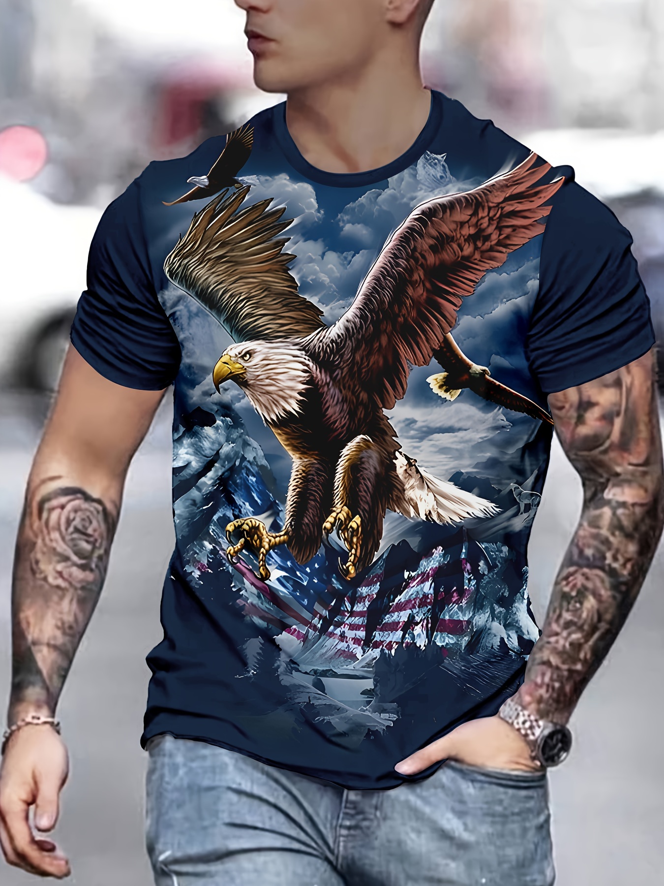 mens   graphic print t shirt short sleeve crew neck tee mens clothing for summer outdoor details 0