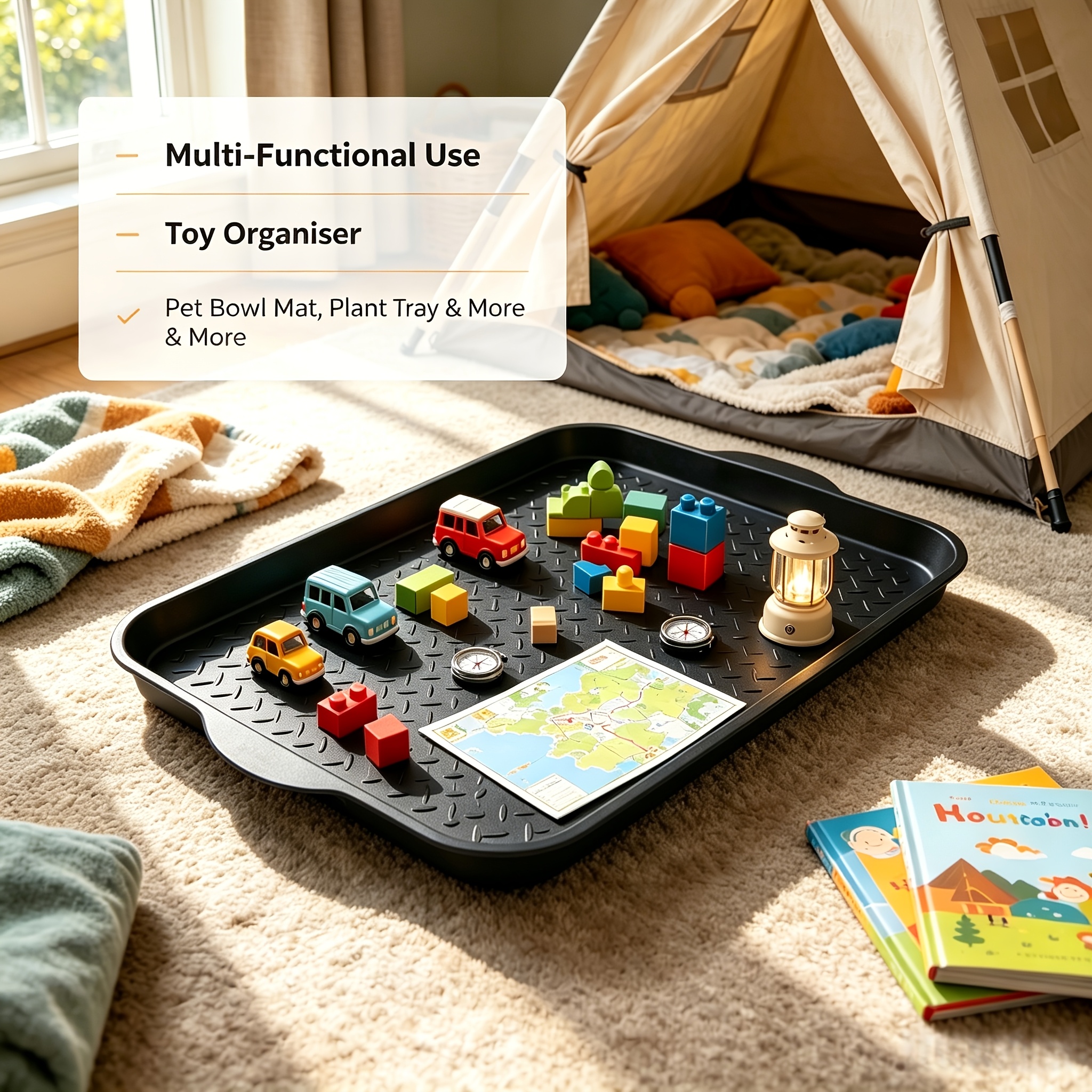 TEMU Thickened Rubber Multi-functional Storage Tray, Used As A Storage Tray, Basin, Or Shoe Rack. Easy To Clean, Keeps Your Home Tidy. Long- Use You