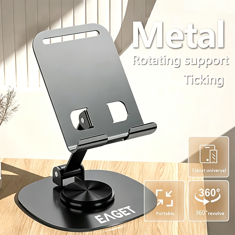 TEMU Soporte para Teléfono de Metal Pesado, Soporte de Escritorio Giratorio de , Soporte Plegable para Teléfono, Base Estable y Barra de Soporte,