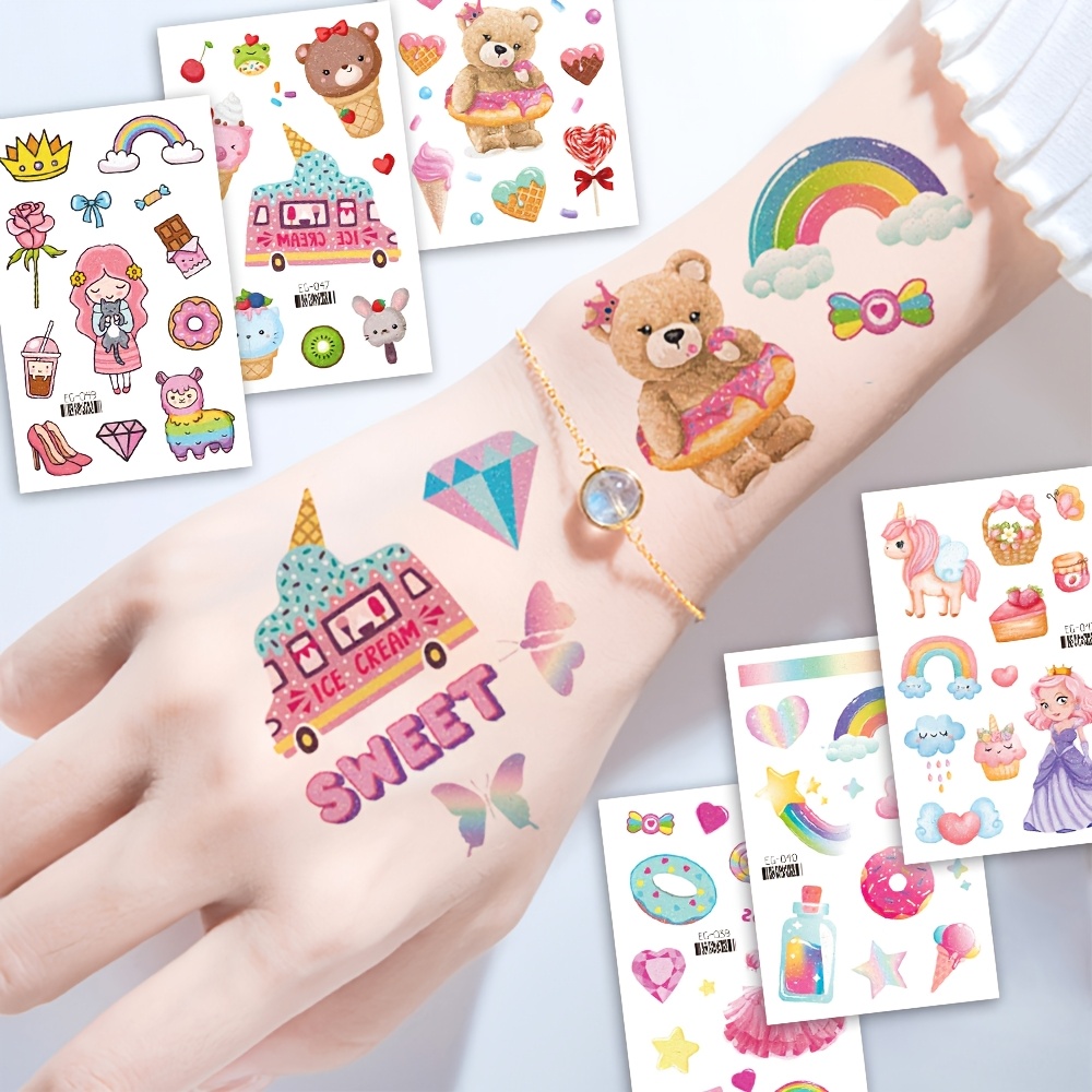 12 Sheets Glitter Dream Princess Tattoo Stickers