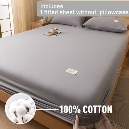 1pc pure cotton fitted sheet solid color multiple colors mattress protector mattress cover breathable and comfortable fitted sheet pillowcases not included for student dorms bedrooms hotels bedding
