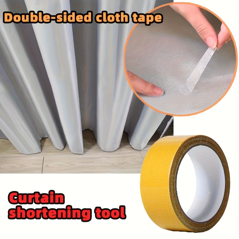 Window Curtain Shortening Tape: Fold And Secure Length To Prevent Dust, Stains, Or Pet Scratches When Curtains Are Too Long