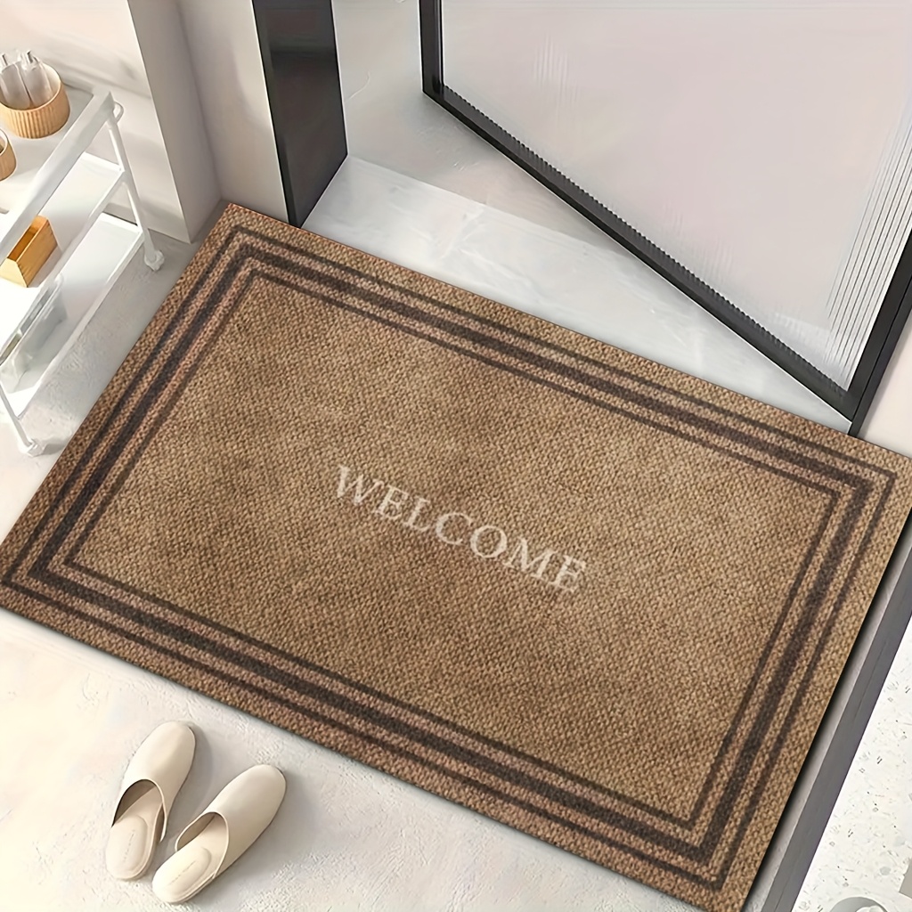TEMU Felpudo de bienvenida de 1 pieza, elegante, de , color beige y marrón, adecuado para puerta de entrada, porche, regalo de inauguración de casa,