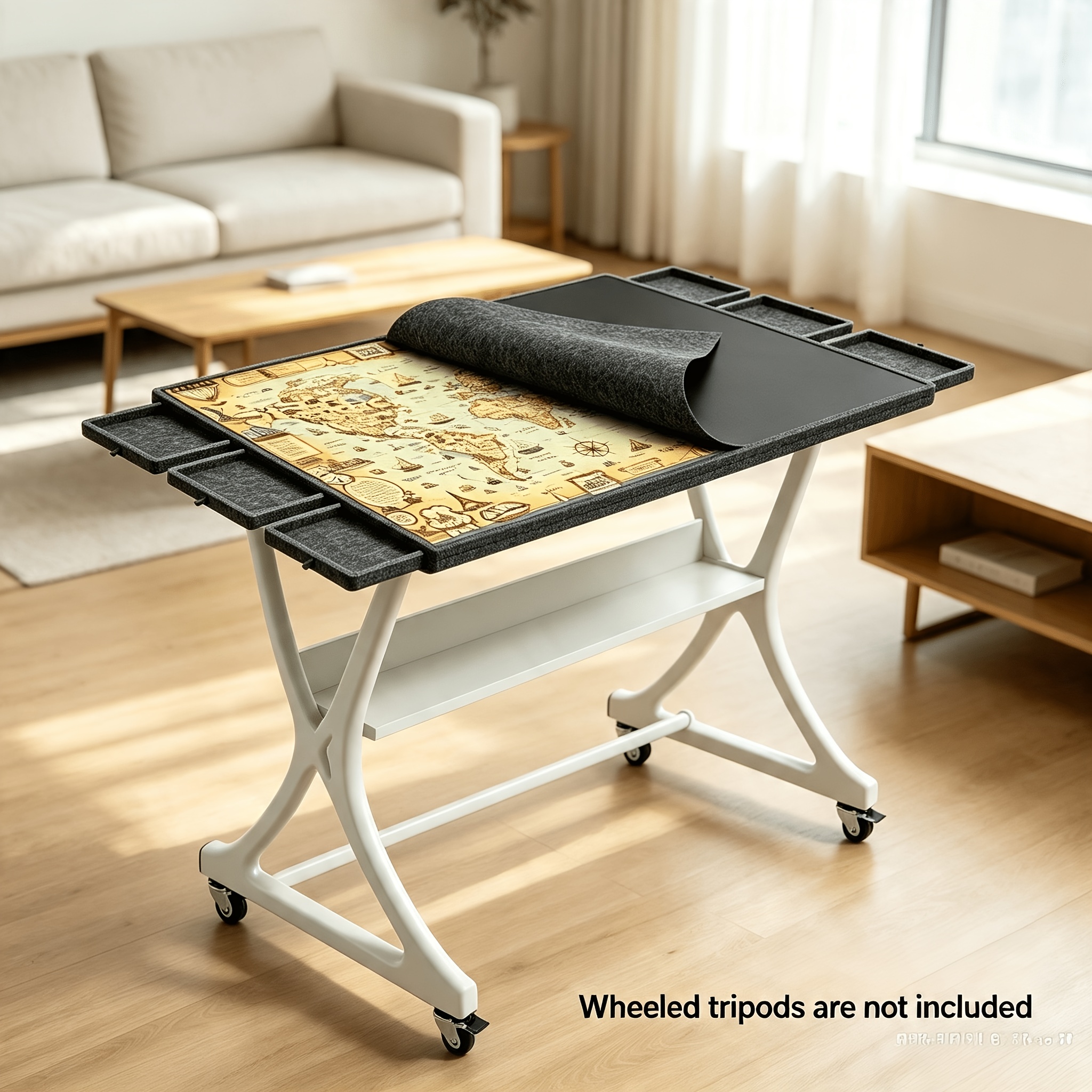 2, 000pcs Tiltable Jigsaw Puzzle Board With Felt Cover And 6 Sorting Drawers, 3 Adjustable , Party Board Games