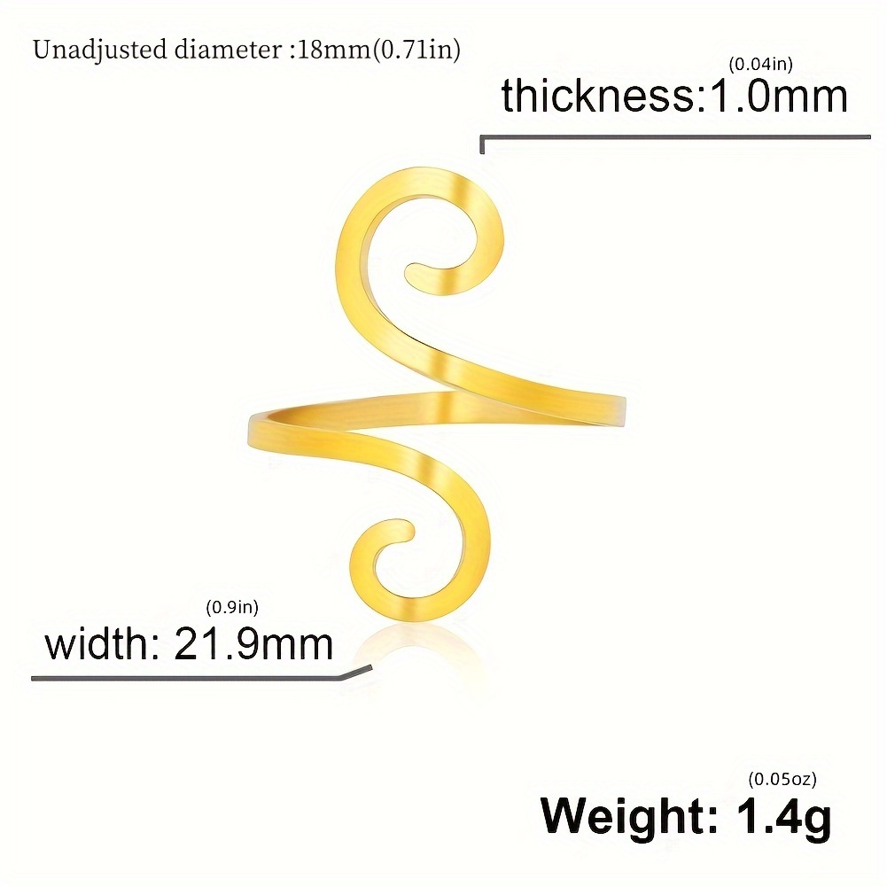 1pc Minimalist Fashion Double-ended Spiral , Large Spiral Adjustable Stainless Steel Ring, Double-ended Curved Couple Jewelry, Minimalist Valentine's Day Gift