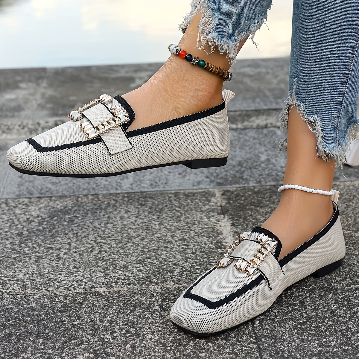 womens square toe slip resistant breathable slip resistant - Temu Oman