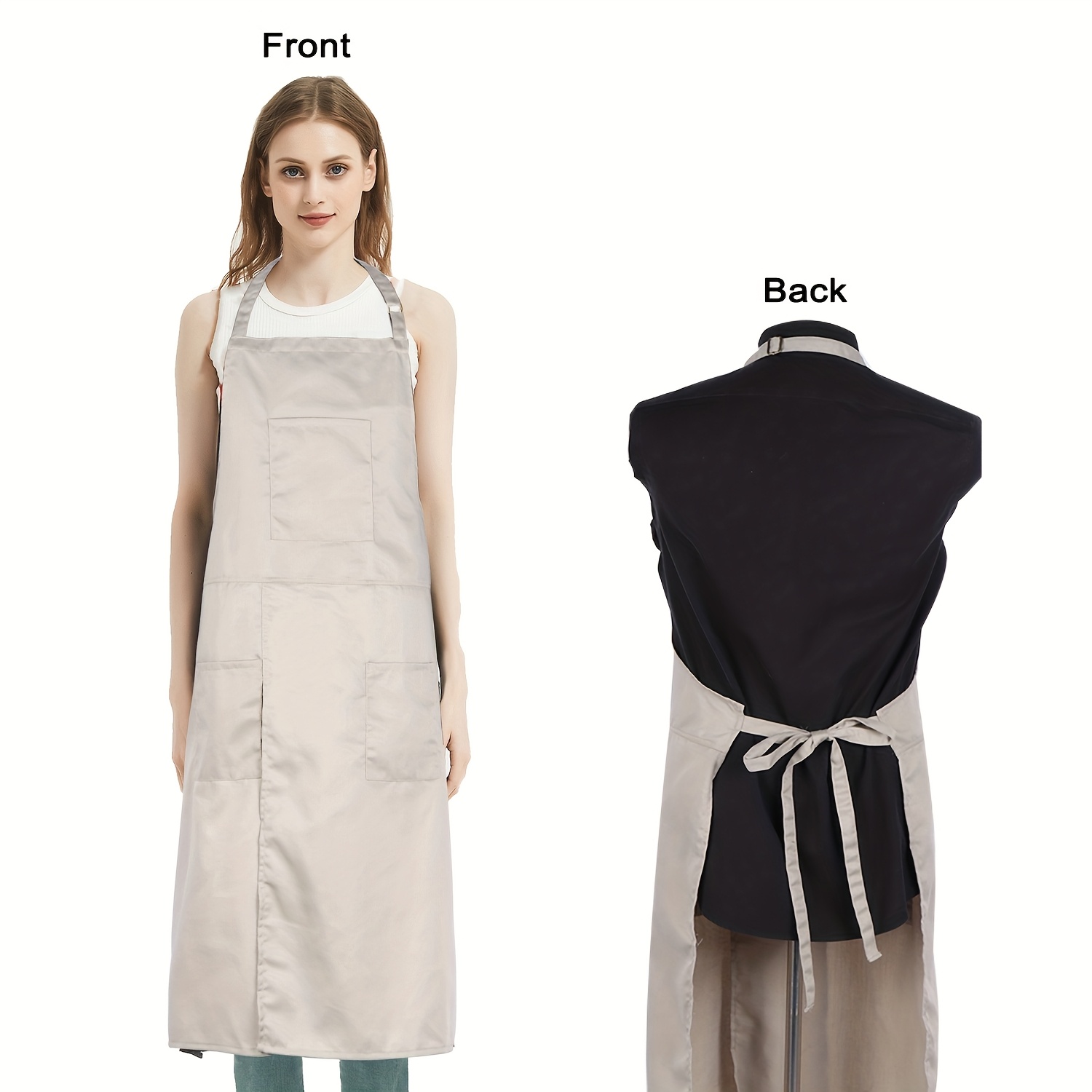 Image of Long Pottery Apron With Split-leg Design For , With Pockets, Home Apron Suitable For Beauty Salons, Hair Salons, And Nail Salons