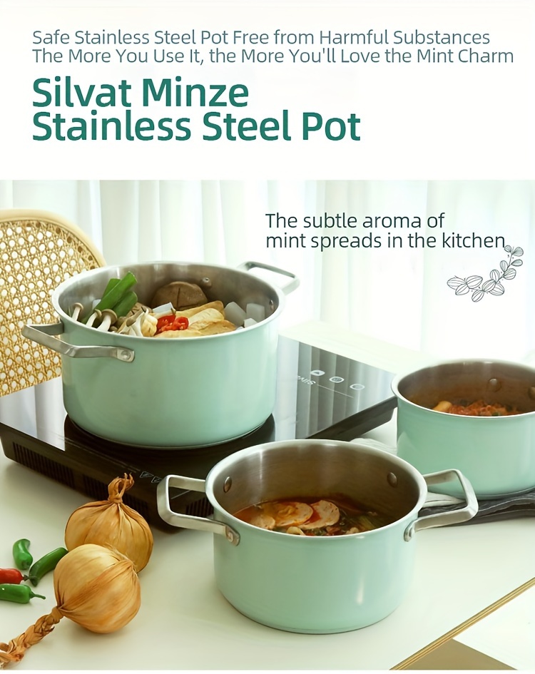   13 7qt premium thick stainless steel soup pot dual handle induction compatible mint   cook details 1