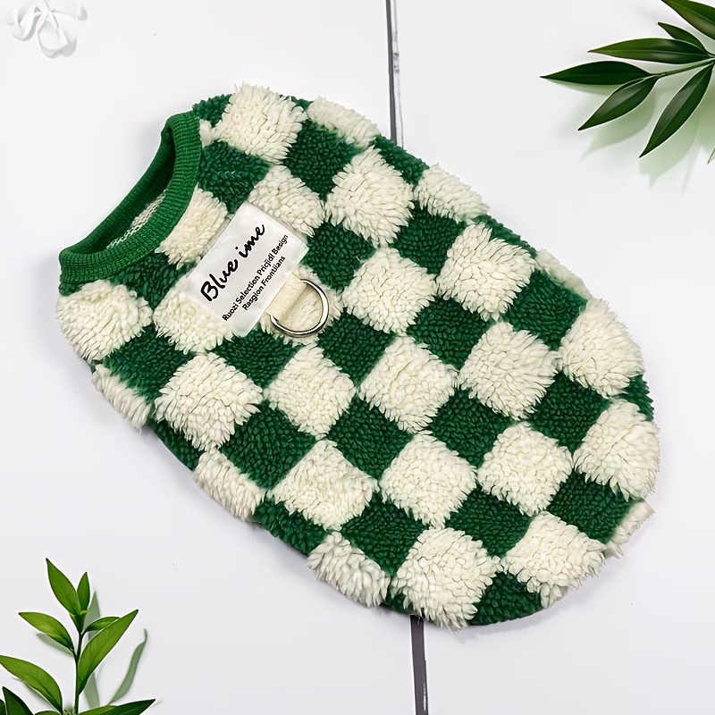 1pc autumn and winter new checkerboard pattern and medium sized dog warm vest Product details 1