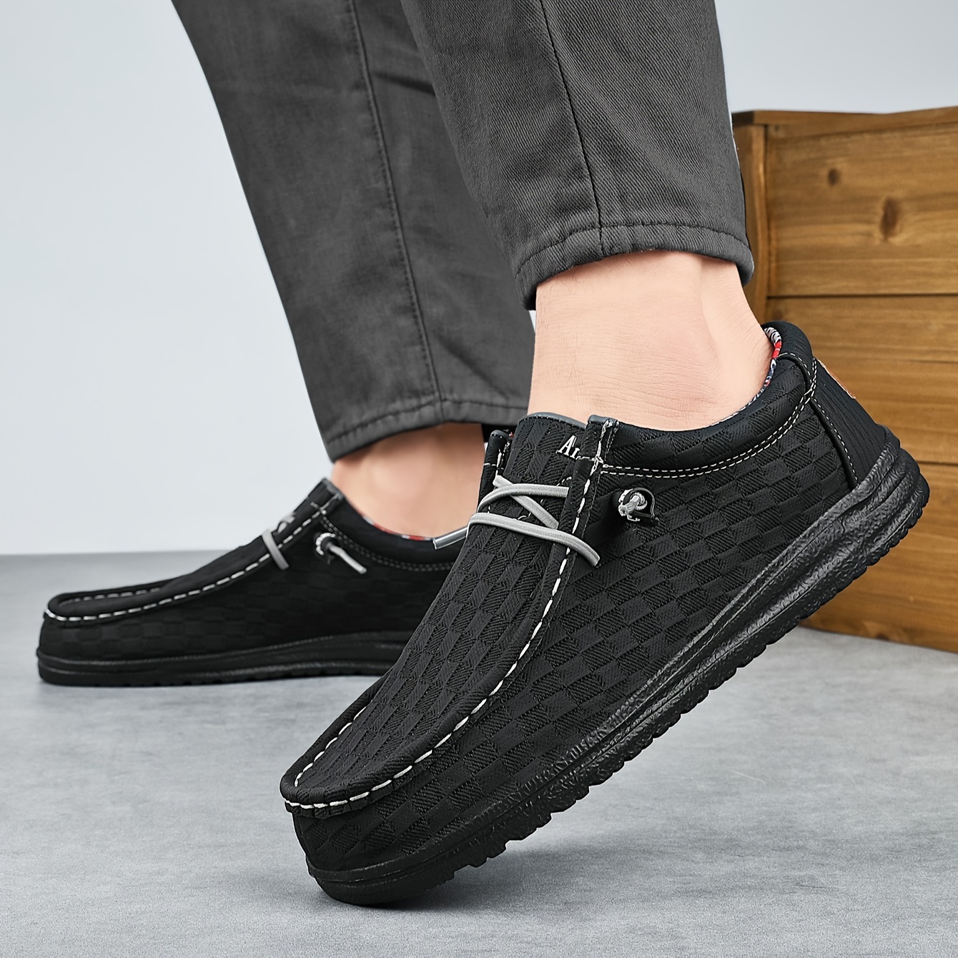 plus size mens solid casual loafers with pu leather uppers wear resistant lightweight slip on versatile shoes for outdoor walking driving shop the latest trends