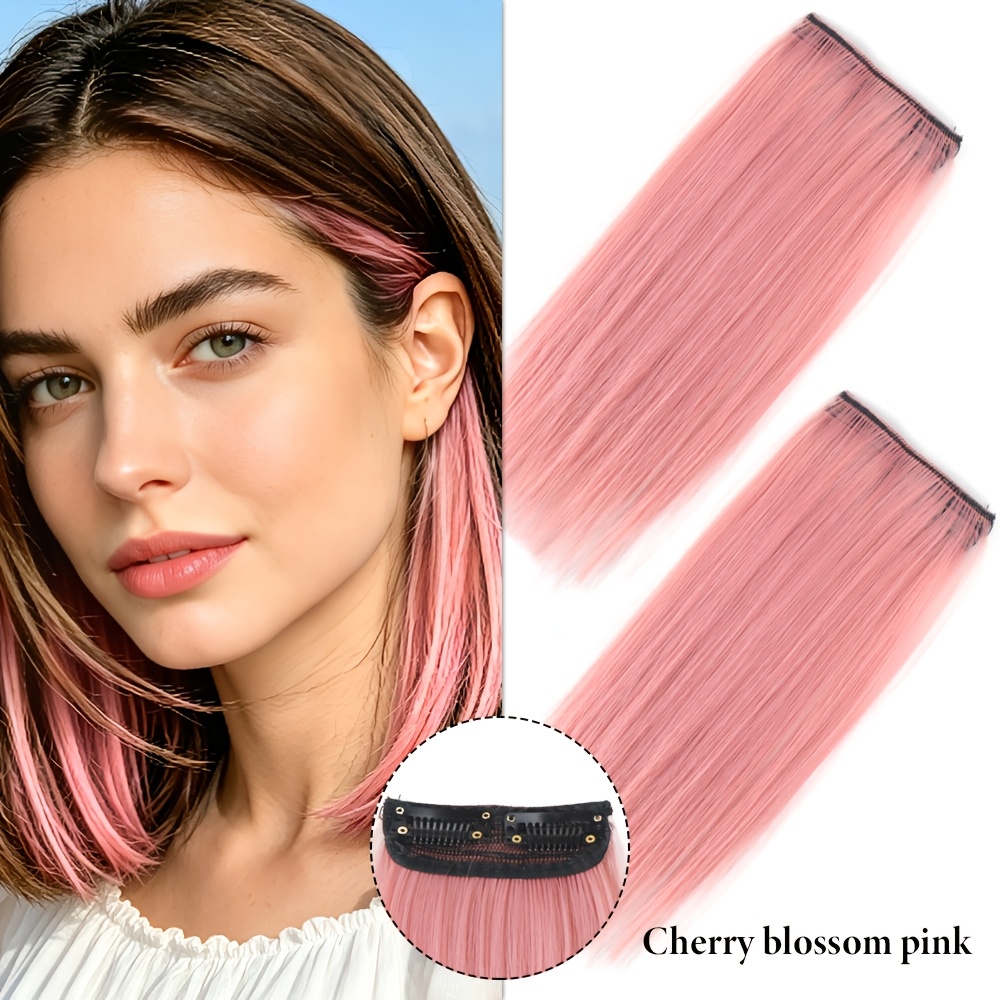 TEMU 8-inch Ear-hanging Dyed Wig Pieces (2pcs), , Change, For Daily Use And