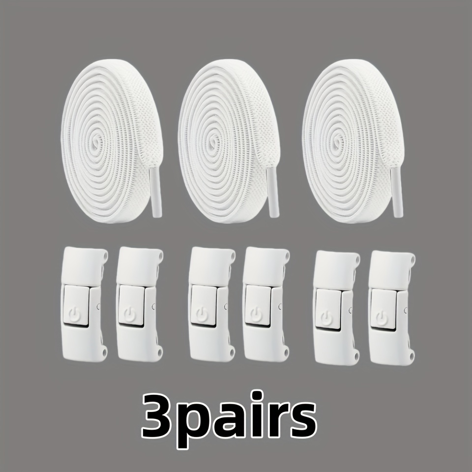 TEMU 6pcs/3 Pairs Of No-lace Shoelace Set, Minimalist, Sophisticated, And Versatile Design With Delicate Embellishments. Includes 6 Elastic Shoelaces