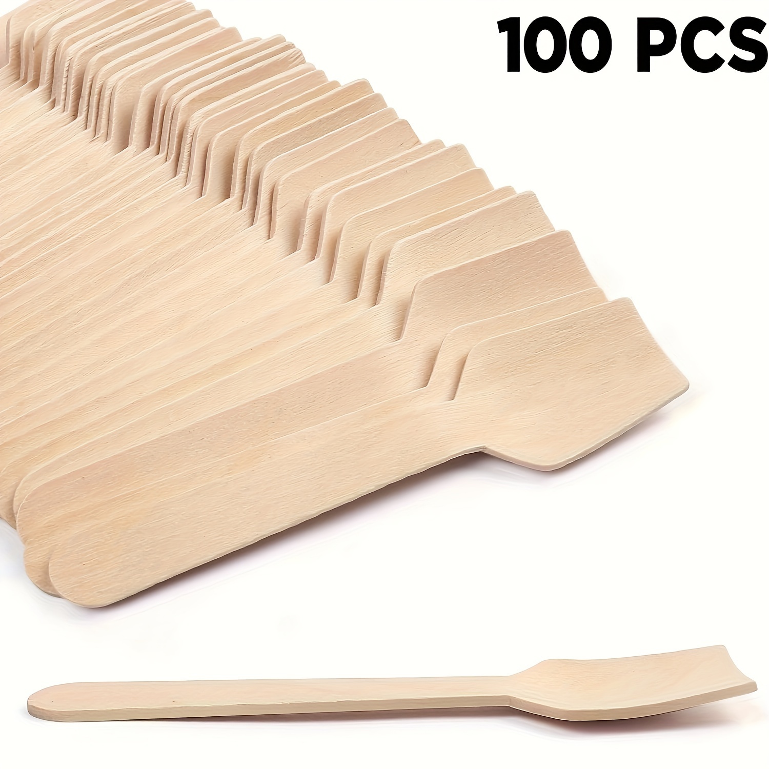 Image of 100pcs Party 3.75-inch Mini Square Spoons, Disposable Cake Dessert Ice Cream Yogurt Tasting Spoons, Suitable For Birthdays, Family Gatherings, Weddings, Graduation Season, Thanksgiving