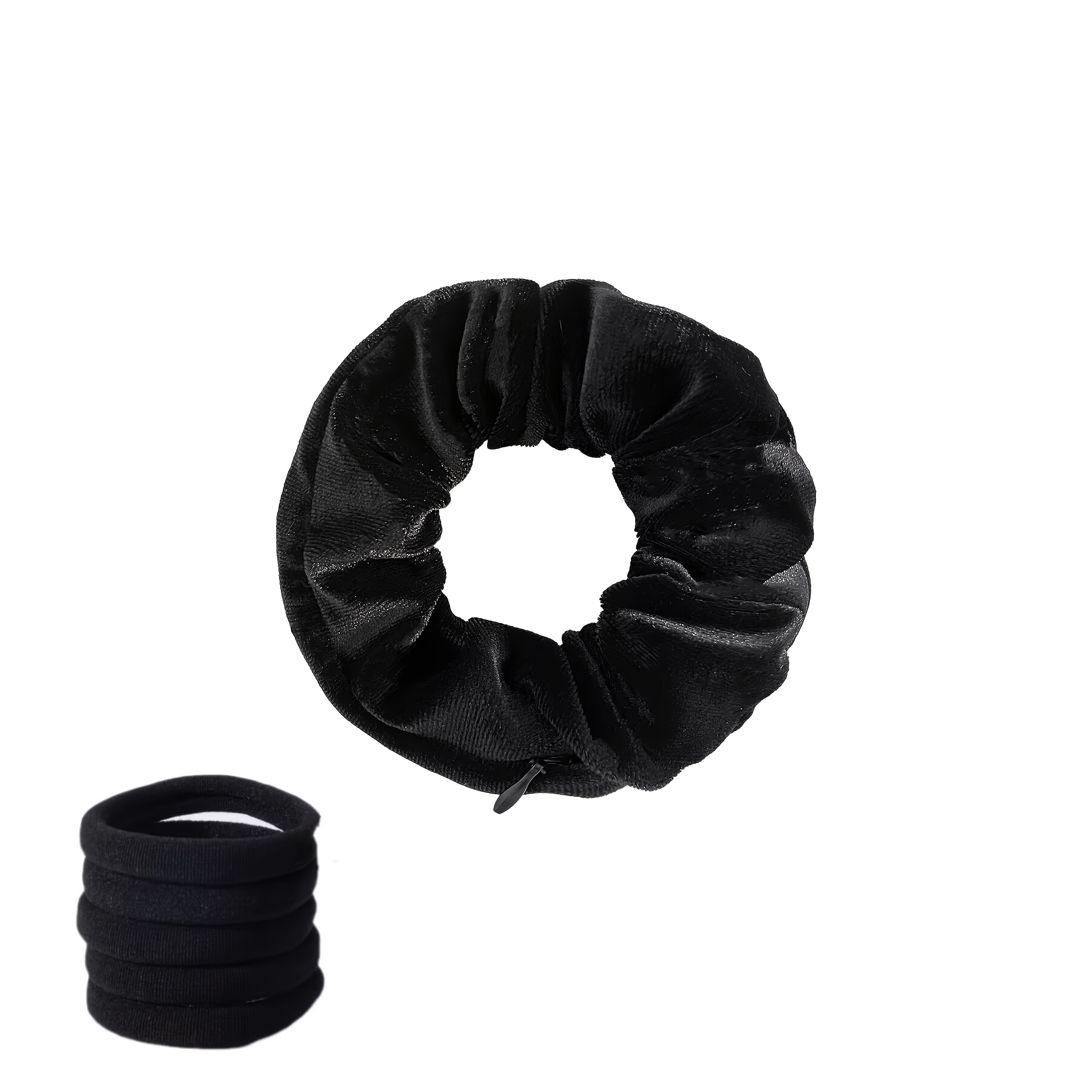TEMU 6 pezzi (Elastico per capelli e 5 elastici) Portamonete in velluto con cerniera, braccialetto portamonete, per trasportare piccoli oggetti i