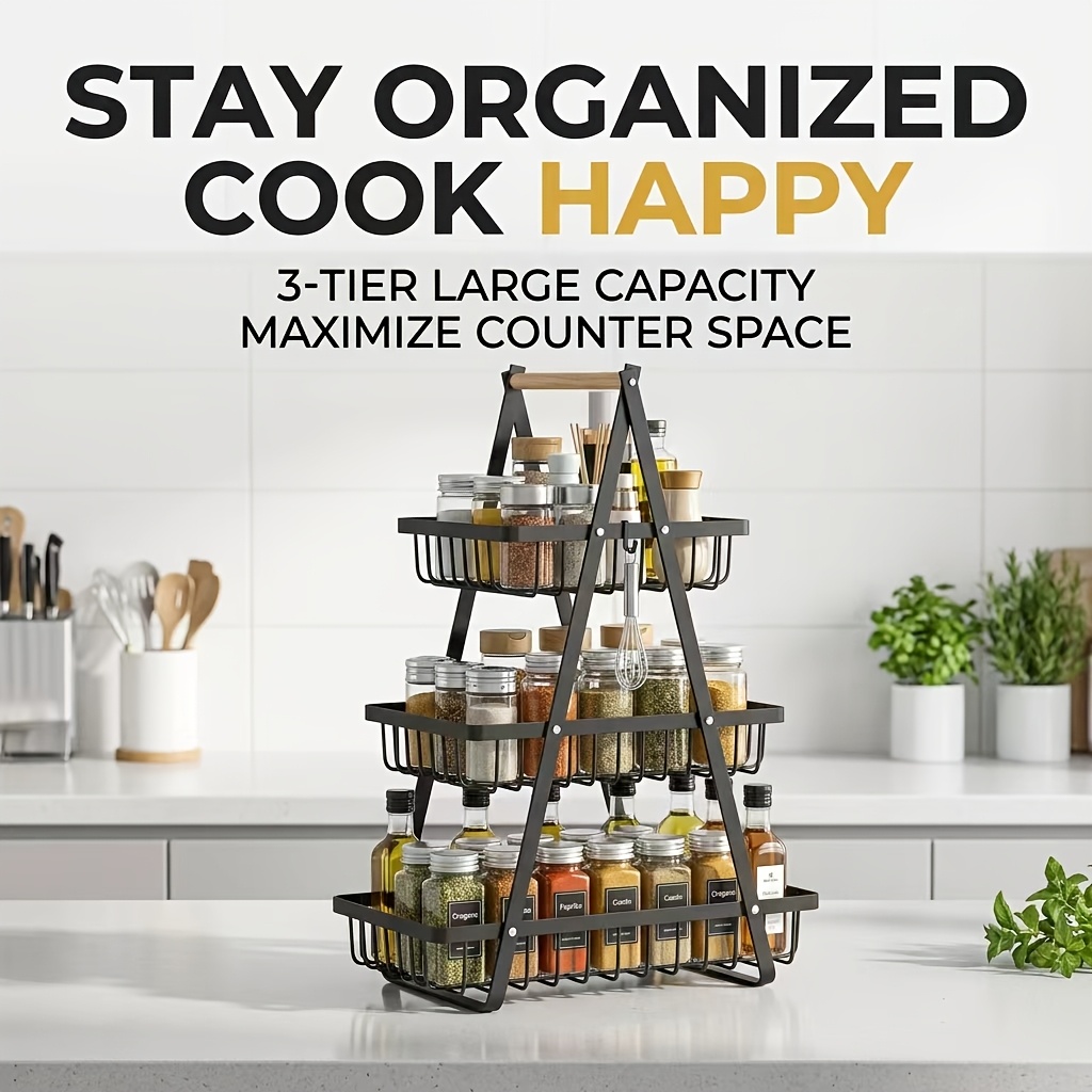 TEMU Portable Basket, Fruit Basket, Bread Rack, Storage Rack, Storage Rack, Storage Rack, Kitchen Cabinet Organization, Countertop Storage. Metal