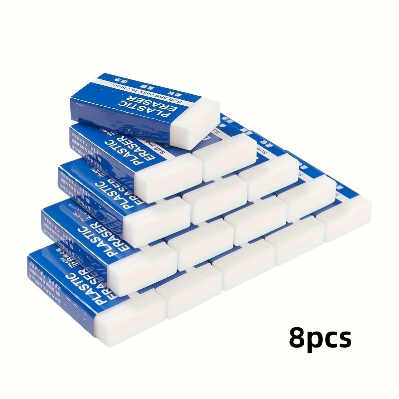 TEMU 8pcs Soft 2b Erasers, Durable And Easy To Clean, Suitable For Writing, Drawing, And Office Scenes, Completely Erasing . Ideal For Students And