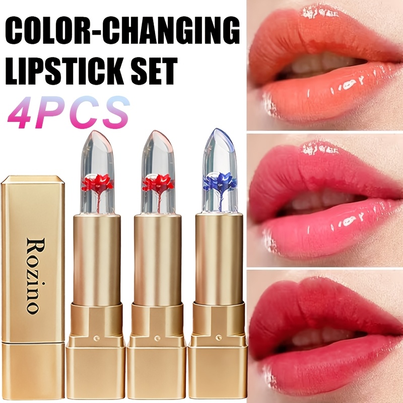 TEMU 4pcs- Jelly Flower Petal - Long-lasting Moisturizing & Hydrating -adaptive Lip Balm, , Waterproof & Temperature-sensitive, Lightweight Jelly