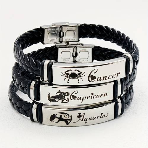 bracelet 12 constellations pour femmes et hommes - bracelet en cuir pu du bijou cadeau danniversaire