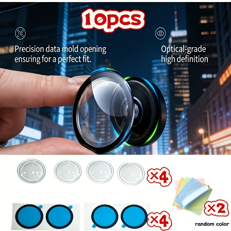 TEMU 10pcs Car Protective Cover Set, Including 2pcs Random Color Cleaning Cloths, Hd Protective Covers, Car Panoramic Camera Protection Cover,