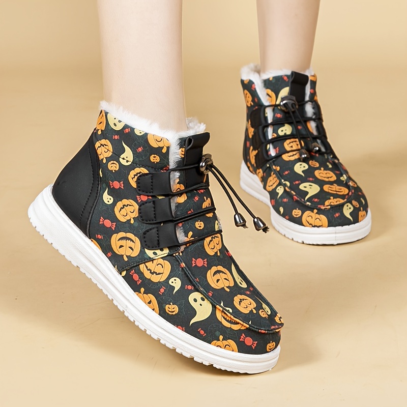 womens halloween print winter boots comfortable   top   band outdoor snow boots details 3