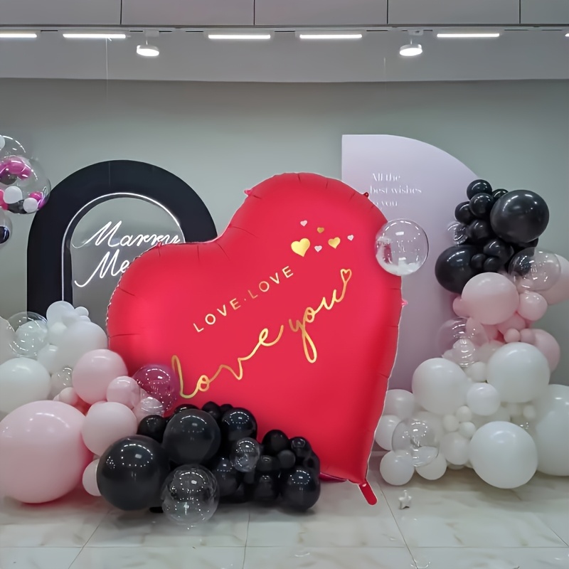 

1pc Large 63-inch Heart-shaped Balloon, Message, Aluminum Film, Ideal For Wedding, Birthday, New Year, Themed Parties, Valentine's Day Decor, Proposal Surprise Setup