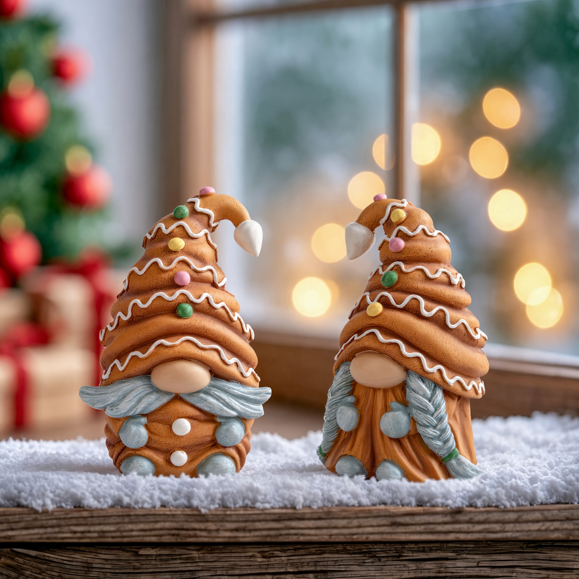 TEMU 2pcs Miniature Resin Gnome Figurines - Suitable For Christmas Tree, / Decorations, Gnome Sculptures For, Restaurant,, Balcony - Use, Compact