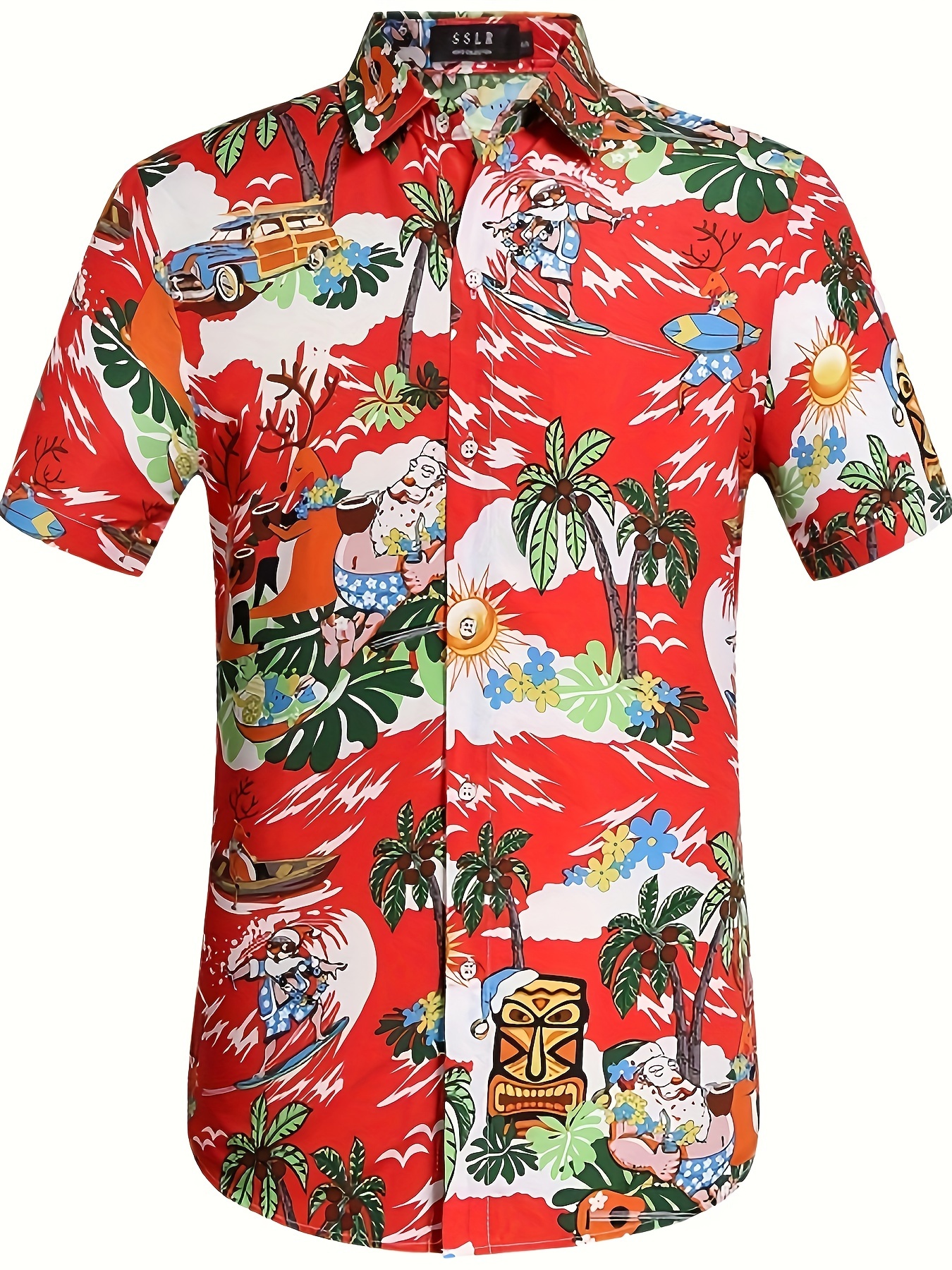 Chemise De Noël 'moche' Amusante Pour Homme - Imprimé Père Noël, Bonhommes De Neige - Tissu Léger, Coupe Classique - 8