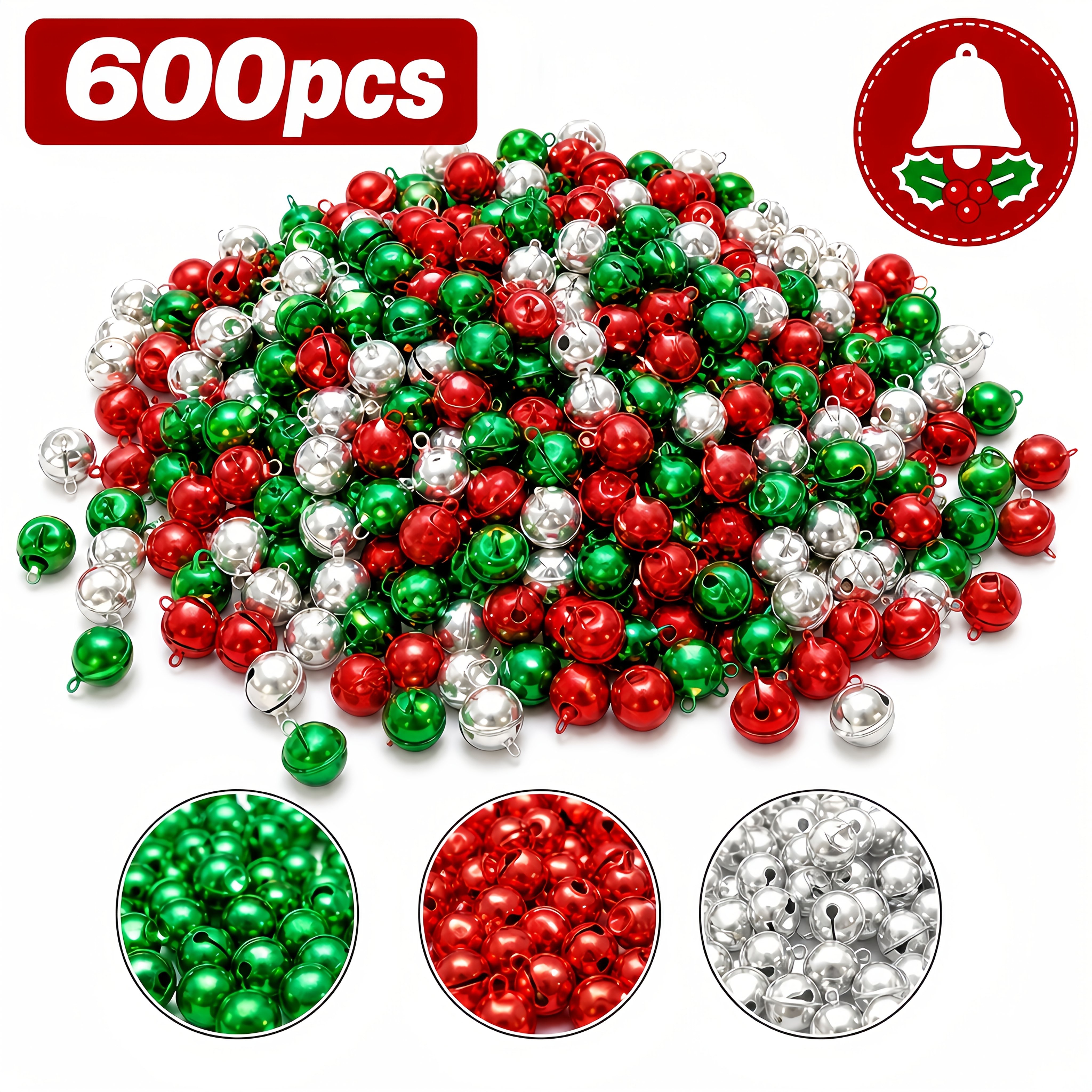 TEMU 600pcs Mini Colored Metal Bells, Handmade Additions, Making Materials For Bracelets And Keychain Charms, Ornaments For Christmas Trees, Wreaths