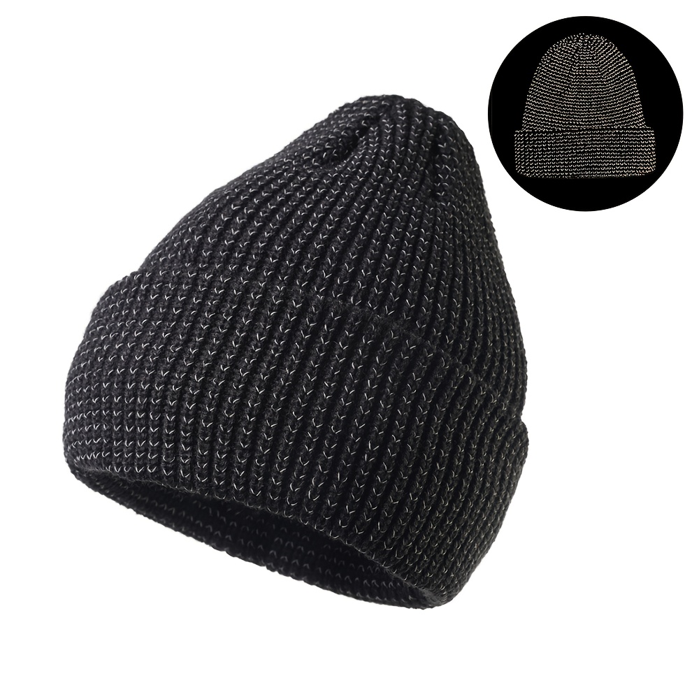 Image of Women Men Cool Shiny Hats Outdoor Glow In The Dark Beanie Hat Street Hip Hop Warm Winter Cap