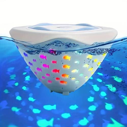 1pc led pool light with floating fish projection ip67 multicolor underwater fountain lights for pond bathtub fun party decor battery powered 3 aaa not inclued vibrant for disco pool parties underwater lighting vibrant led light