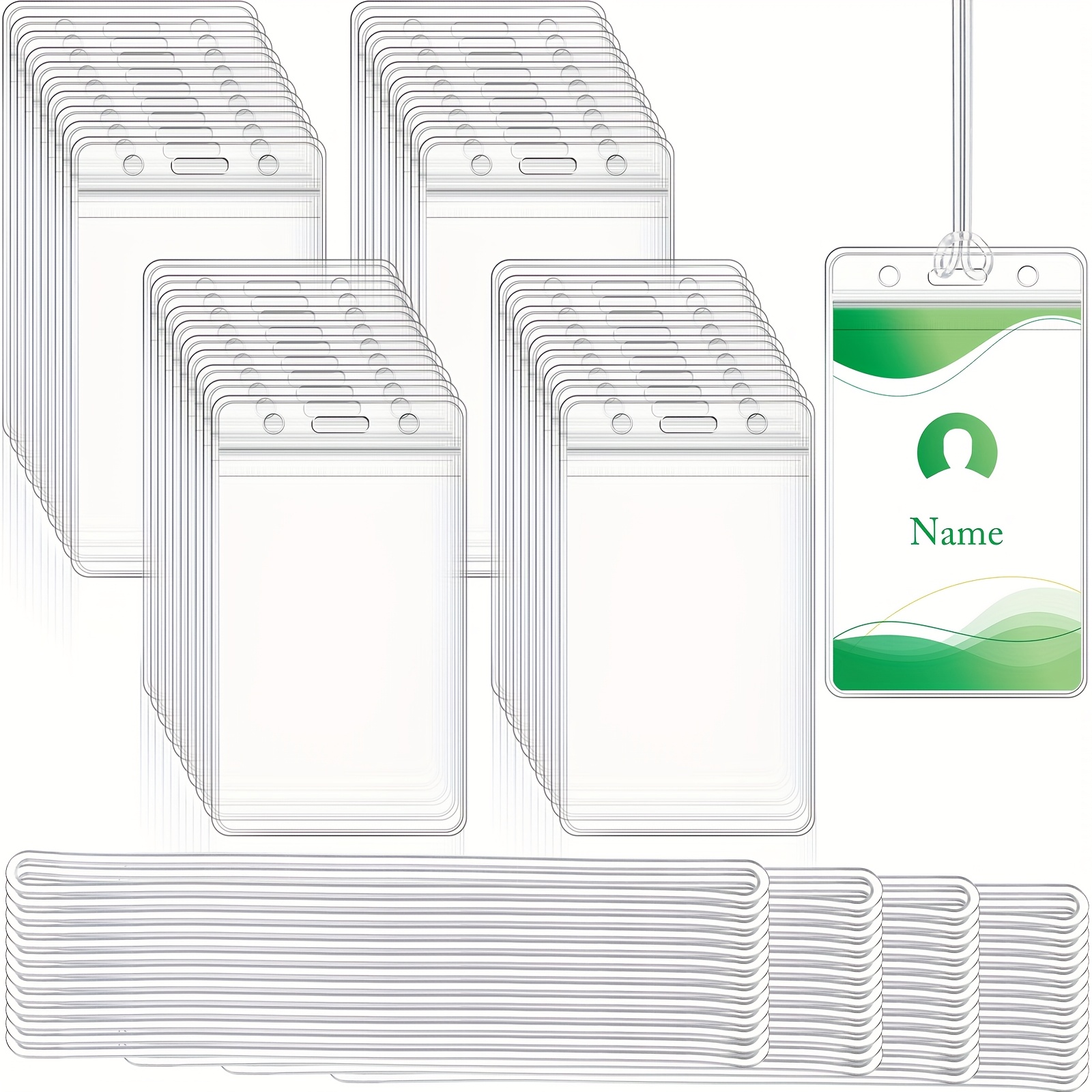 WYOMER 200-Pack Clear Plastic Luggage Tag Holders With Loops — ID Card Badge Holders, Waterproof, Resealable, For Travel & Events