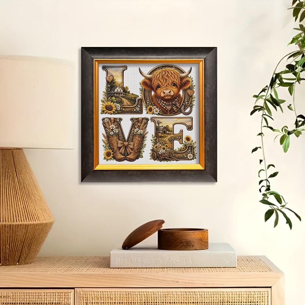 LOVE Highland Calf Themed 11CT Cross-Stitch Kit