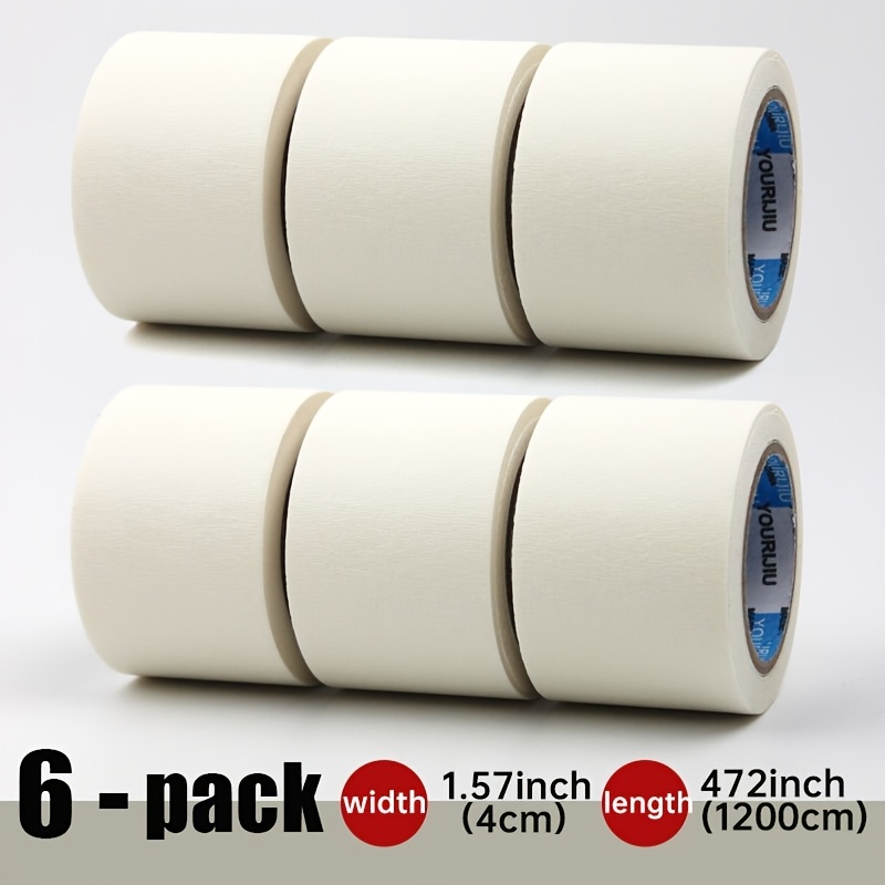 Image of 4cm Ultra-wide 3/6 Rolls White Masking Tape, High-capacity Decoration Painting Protection Tape, Car Detailing Masking Tape, No Residue, Efficient Masking