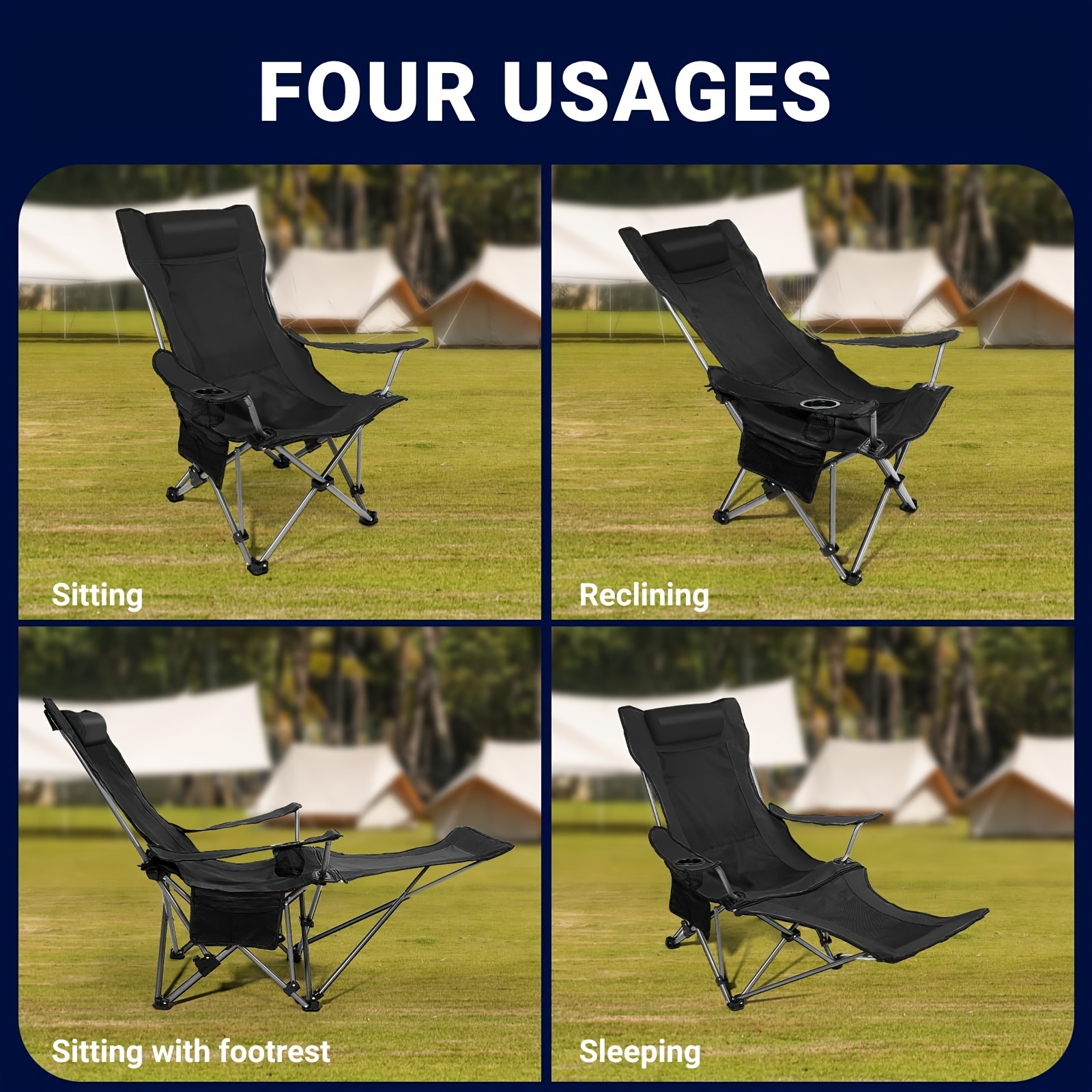 Outdoor Folding Chair Portable Backrest Chair Beach Chair Fishing Chair  Office Lunch Break Chair Car Chair - Sports & Outdoors - Temu