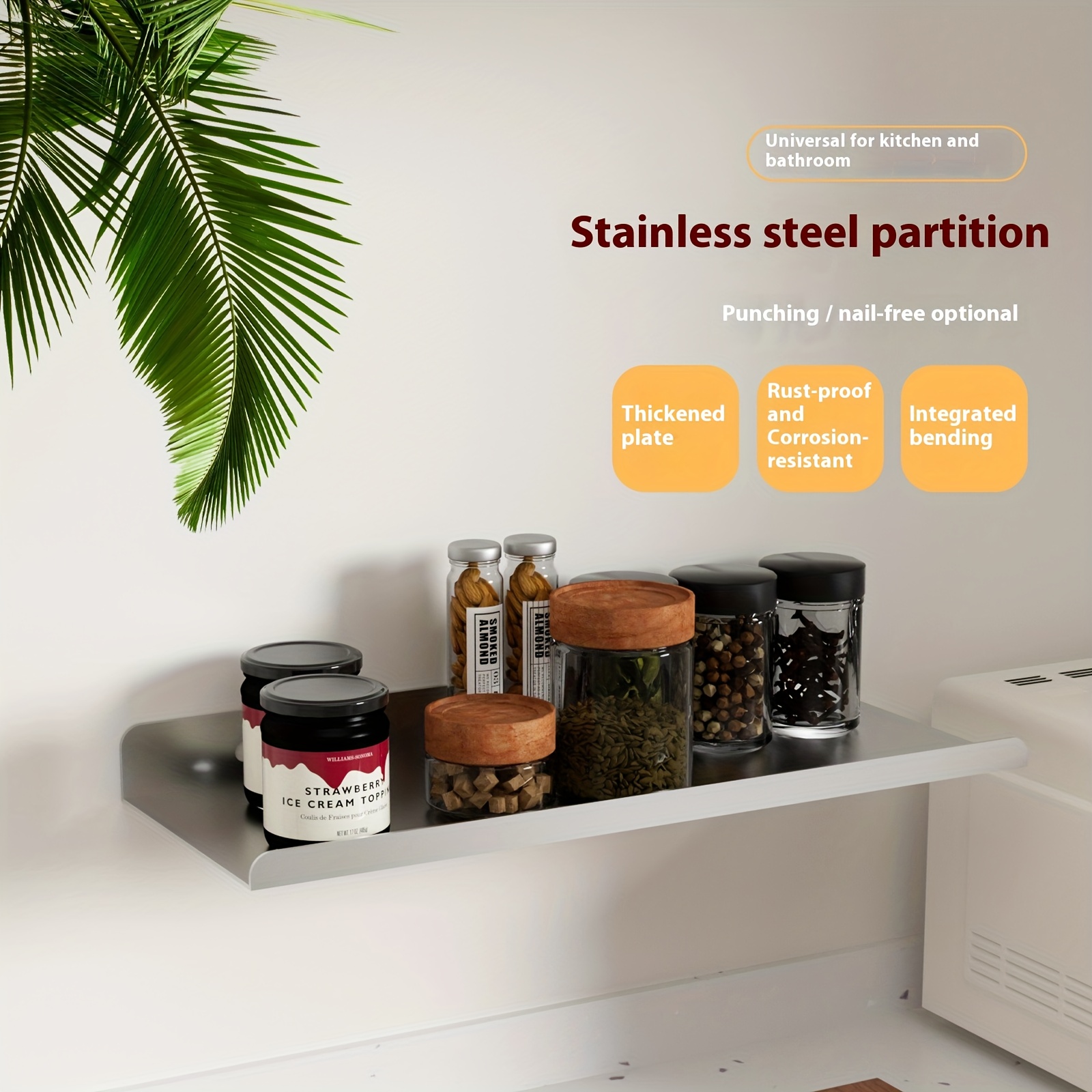 Stainless Steel Floating Shelf Spice Rack Spice Rack, Space Saving