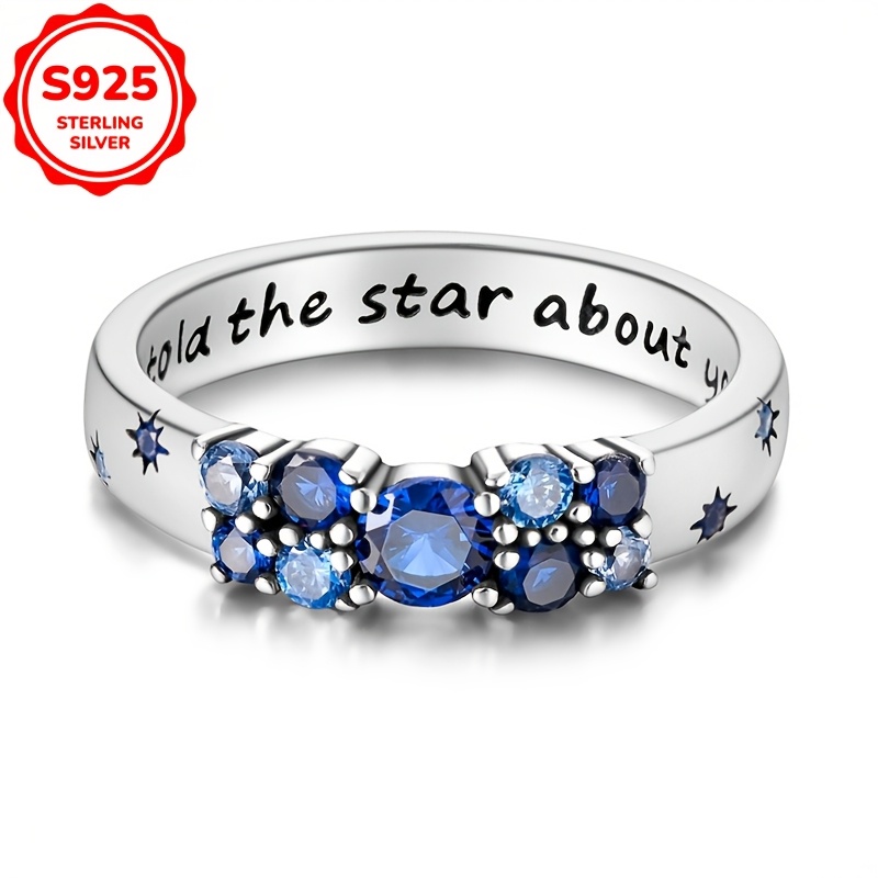 

1pc Elegant 925 Sterling Studded Ring, Hypoallergenic Cubic Zirconia Inlay, Stackable Gift, Silver Plated, Synthetic Stones, With 4g, For Women, Accessory