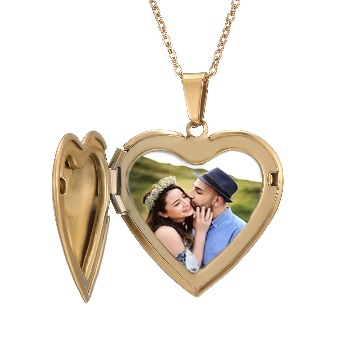 TEMU Personalized Heart-shaped Photo Pendant Necklace, Featuring Customized Image Jewelry Necklace, A Thoughtful Gift For Mother, Wife, And Girlfriend, Suitable For , Christmas Gift.