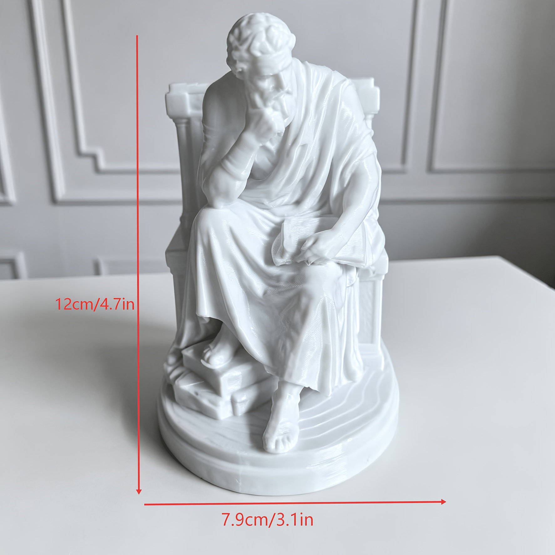 TEMU Vintage Philosopher Statue - 3d Printed Resin Sculpture Suitable For Study Desk Decor, / Tabletop Decoration, Plastic Contemplative Figure For