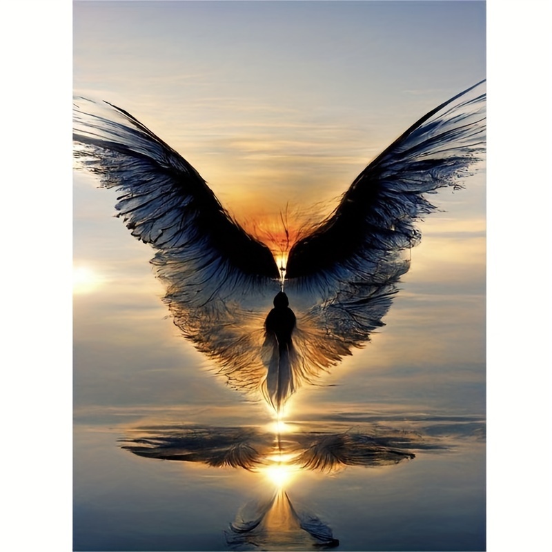 1pc Wings, 5d Diamond Painting Kit -- Round Acrylic Diamonds, Frameless Canvas Craft, Ideal For Decor And Holiday Gifts