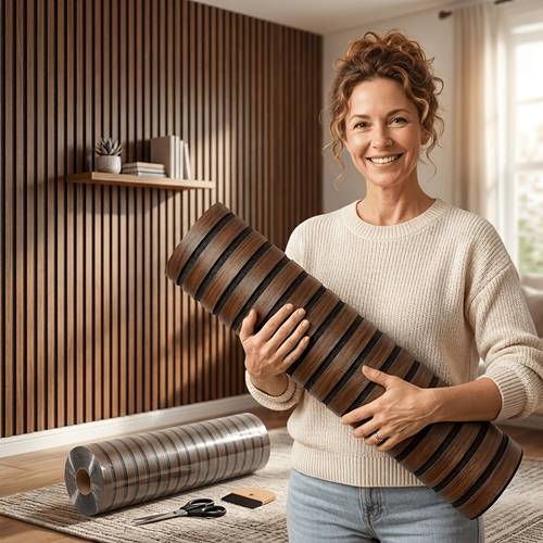 1roll flooly self peel and stick wood paneling suitable for walls ceiling thickened pvc foam with wood grain grid texture removable wallpaper for living room bedroom install decor