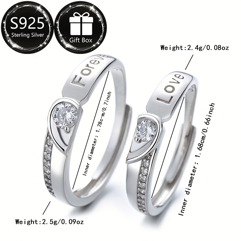 Openwork Love Shape 925 Silver Wedding Ring