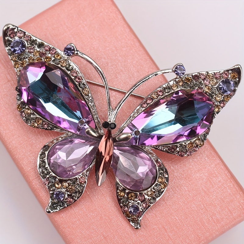 

Vintage Style Butterfly Brooch Pin With Irregular Shape And Rhinestone Embellishments, Fashion Insect Lapel Pin Accessory For Women's Blazers And Outerwear